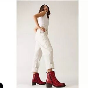 Red Leather Ankle Boots Miz Mooz Leather Heeled Ankle Boots - Juliena